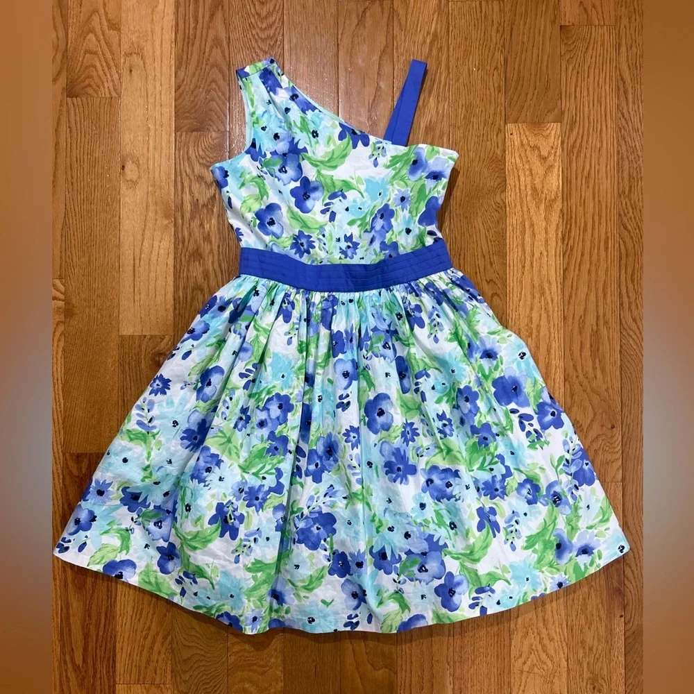 Gymboree Blue/lavender and green Floral dress size 12 NWT